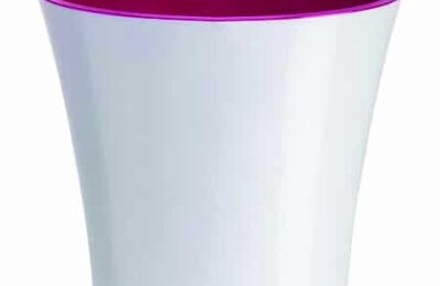 Ghiveci Santino Arte, plastic, alb-liliac, 1.2 l, diametru 13 cm, 12 cm